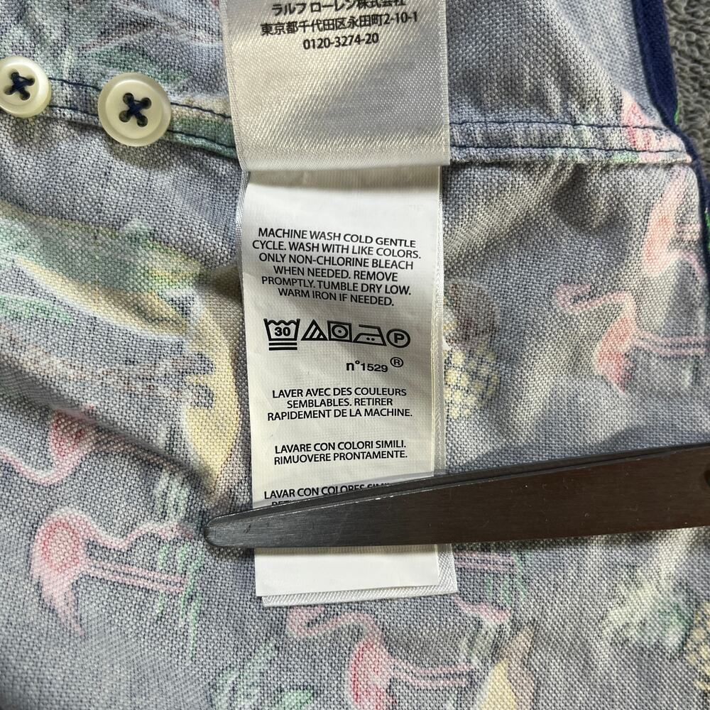 Ralph Lauren Shirt Mens XL Blue Flamingo Island Print Classic Fit Beach Tropical - Picture 7 of 9